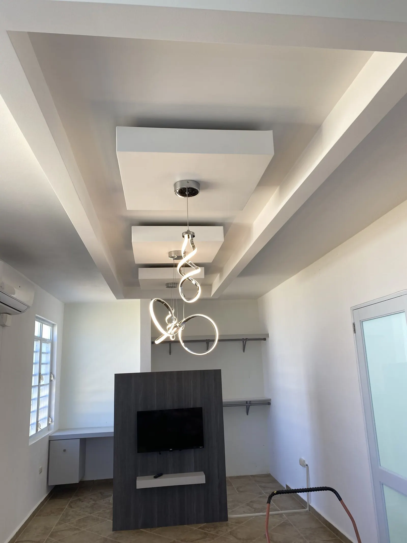 Hallway ceiling with stacked fascias